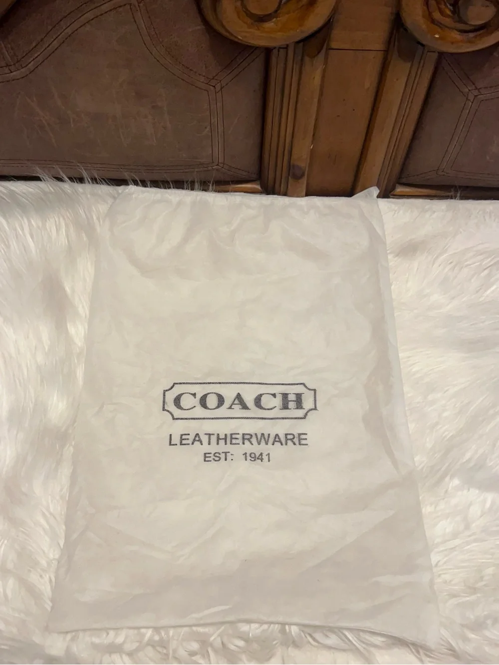 Coach White Dust Bag with Yellow Measuring Tape Accent
